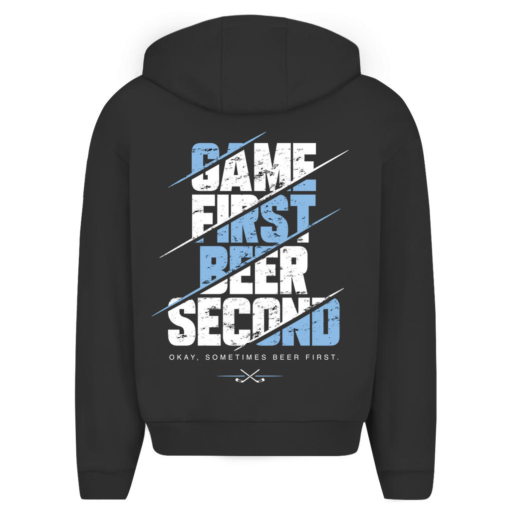 Herren Oversize Zipper Hoodie "Game First"