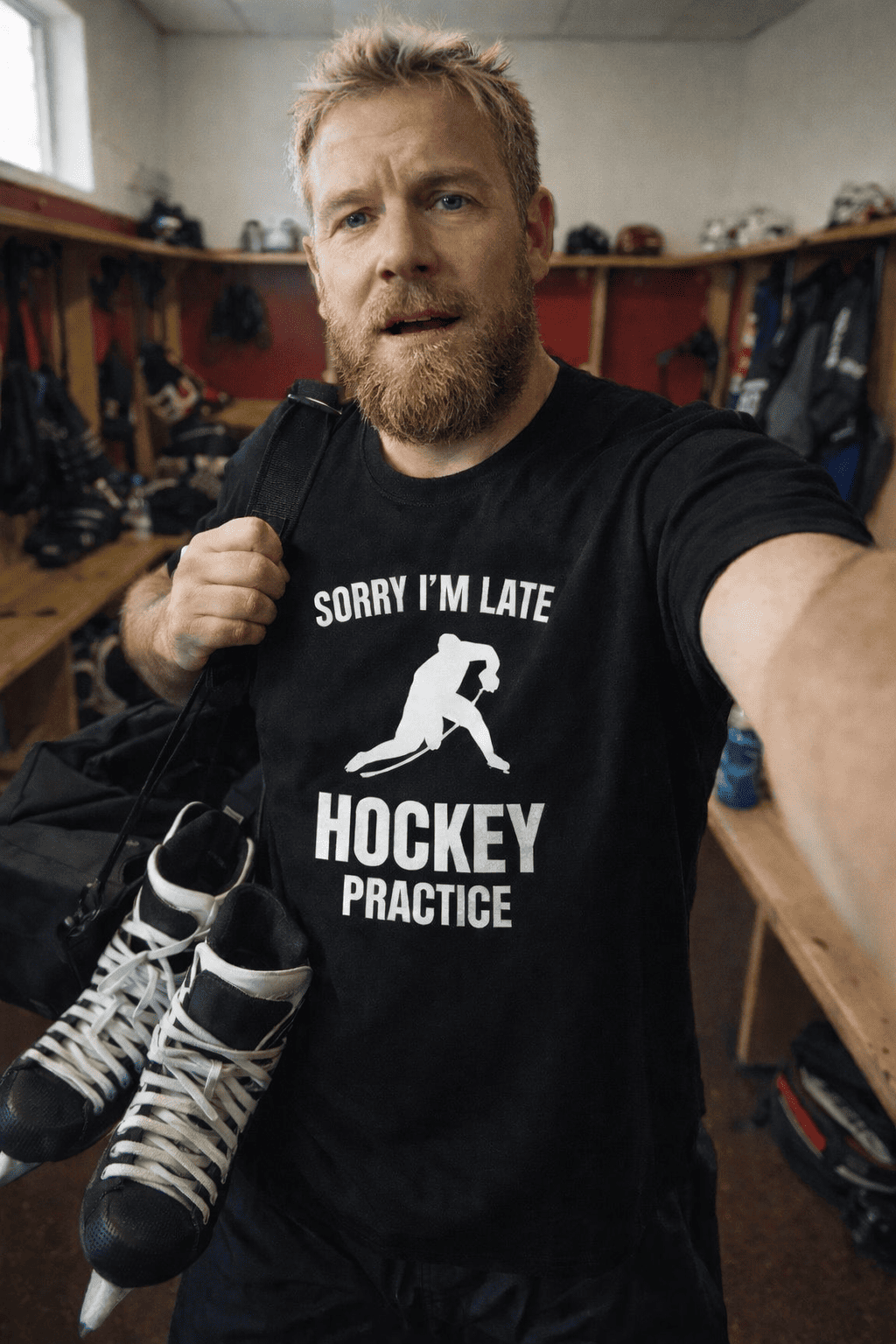 Sorry I’m Late – Hockey T-Shirt für echte Game Day Ausreden