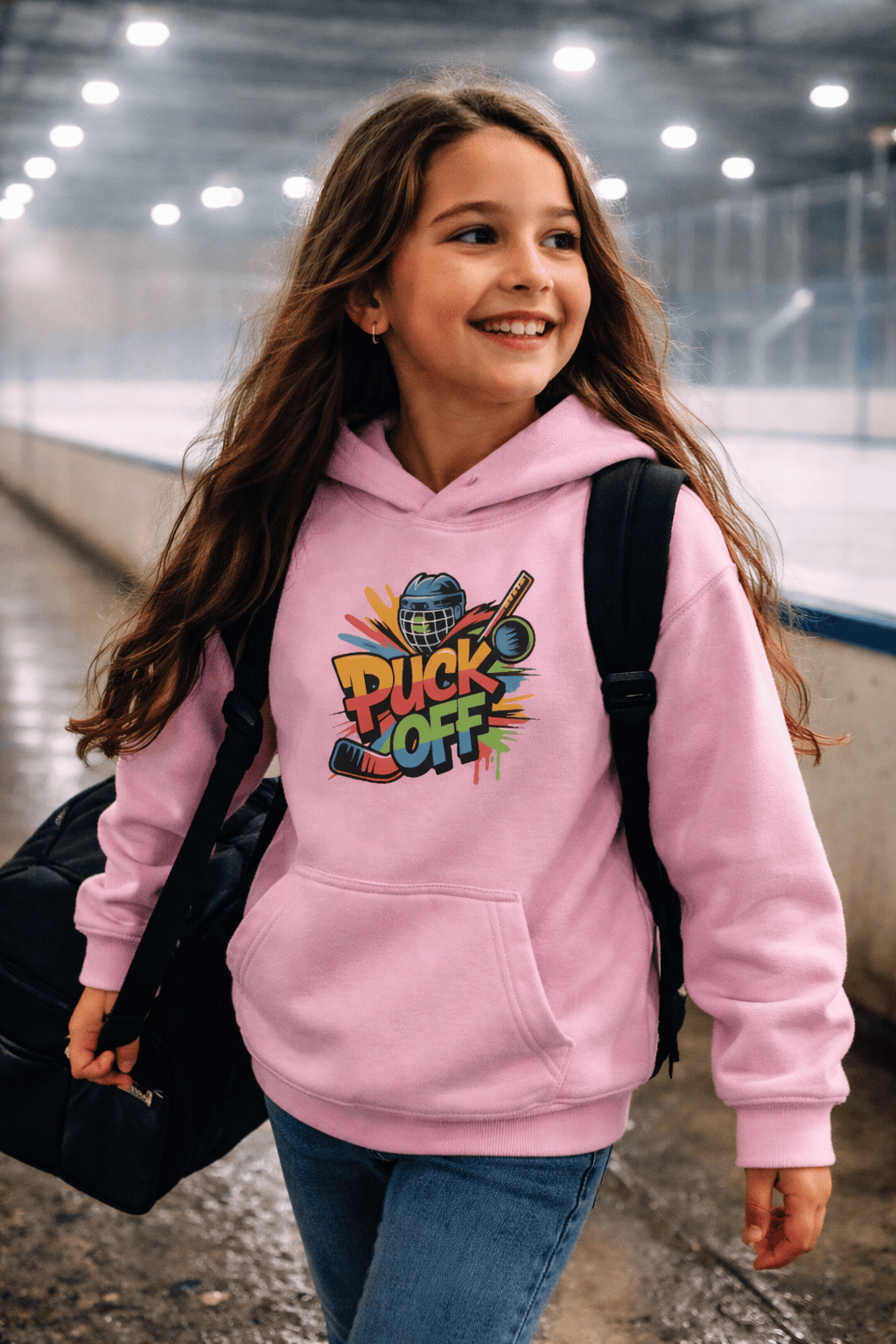 Hockey Kinder Hoodie – Puck Off Design | Kids Hoodie