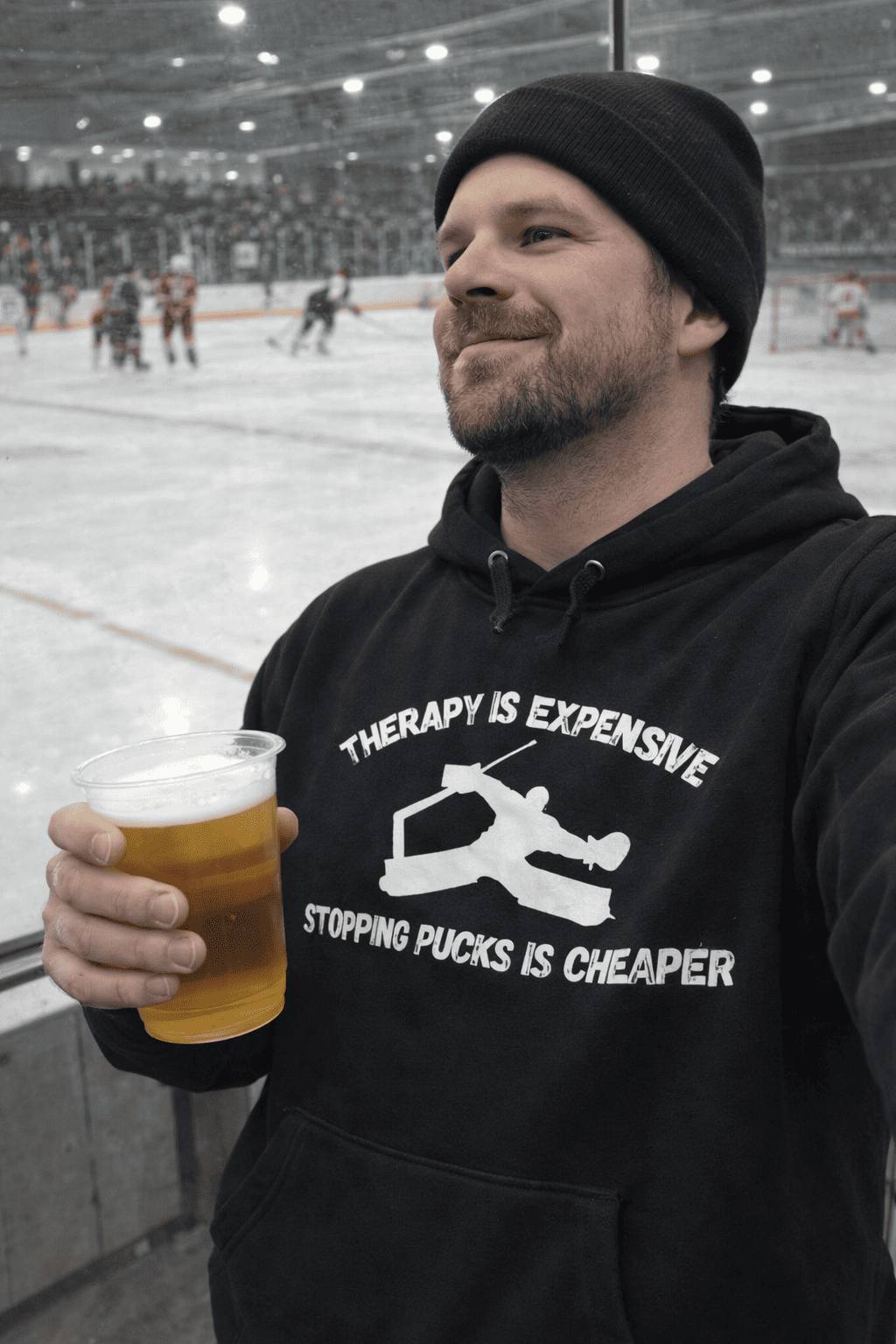 Therapy is Expensive Hoodie – Goalie Hockey Hoodie mit Statement