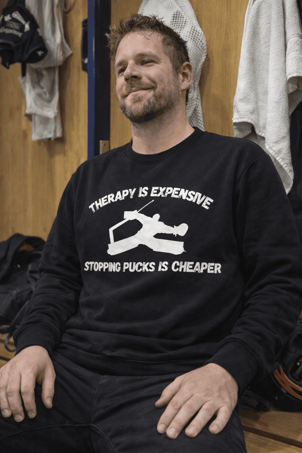 Therapy is Expensive Sweatshirt – Goalie Hockey Statement & Funny Shirt
