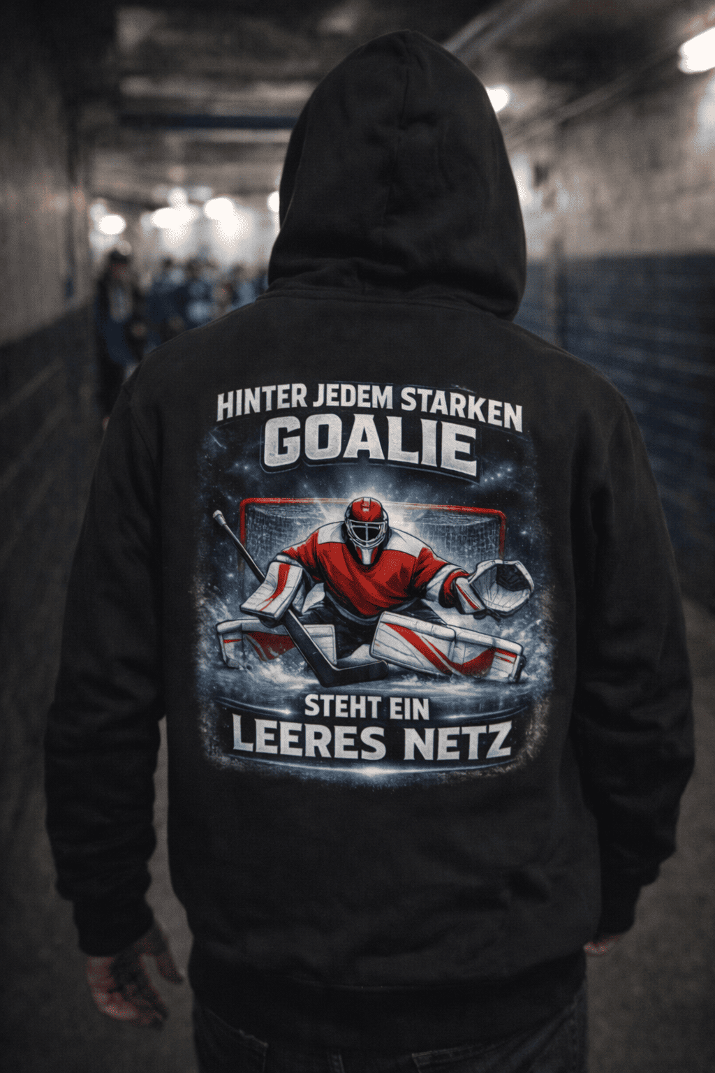 Eishockey Goalie Hoodie – Stark im Tor, leeres Netz Statement