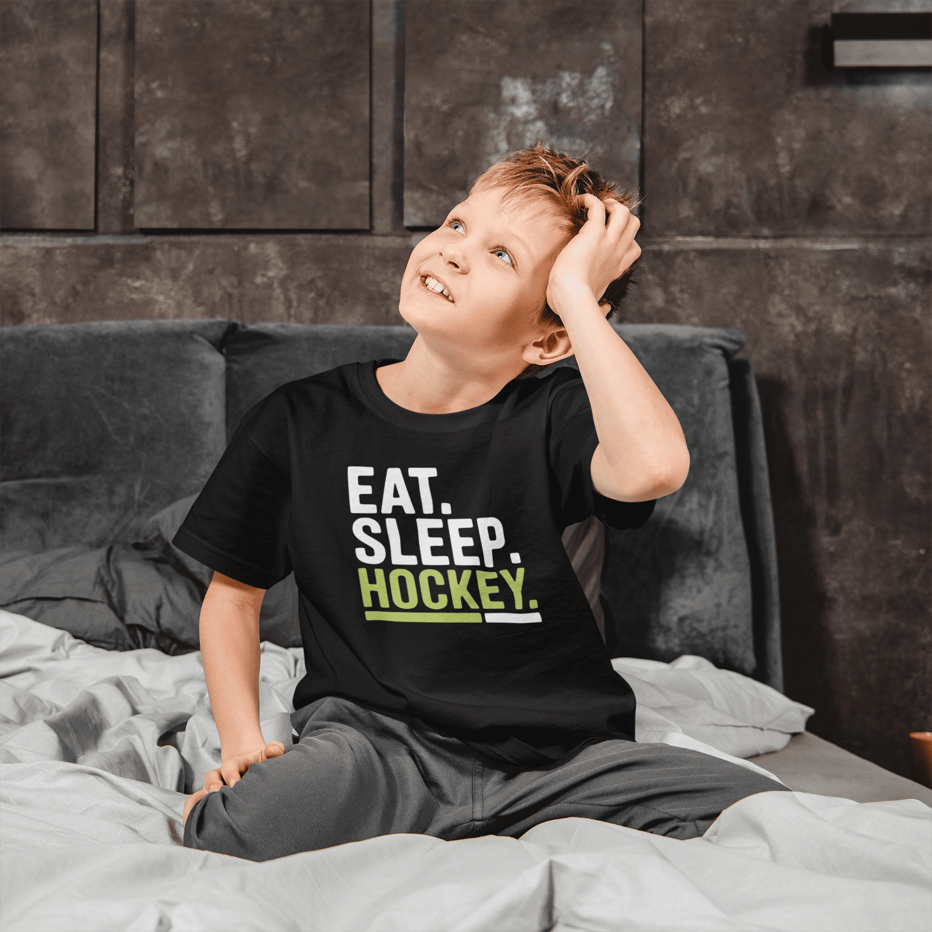 Eat Sleep Hockey Kinder T-Shirt – Perfekt für kleine Hockey Fans