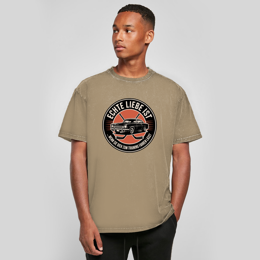 Oversize Washed T-Shirt "Echte Liebe"