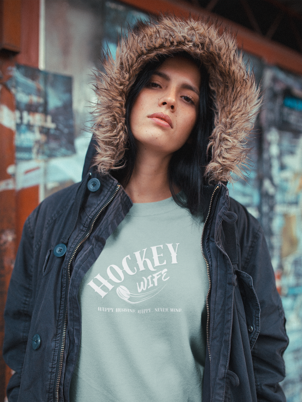 Damen Premium Bio Sweatshirt "Hockey Wife"