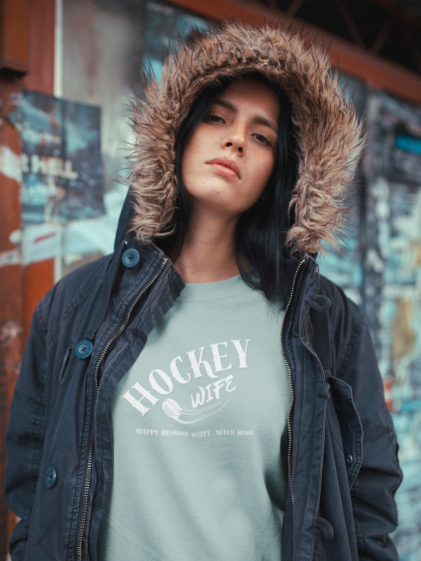 Damen Premium Bio Sweatshirt "Hockey Wife"