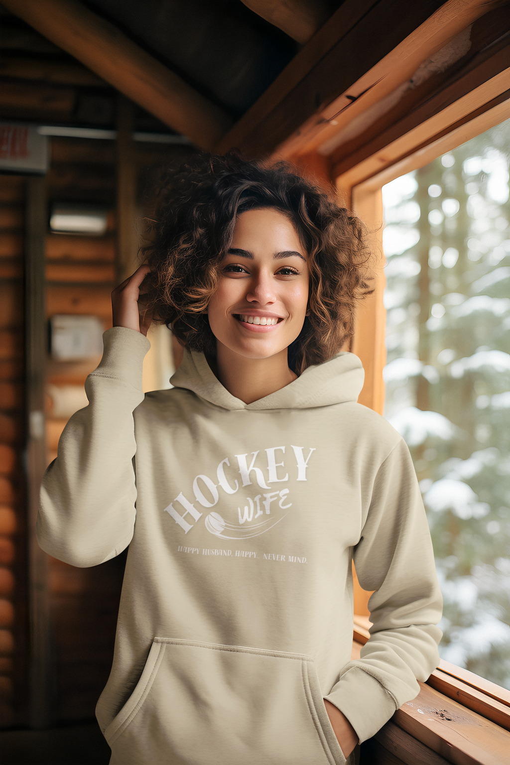 Oversize Hoodie Ohne Kordel "Hockey Wife"