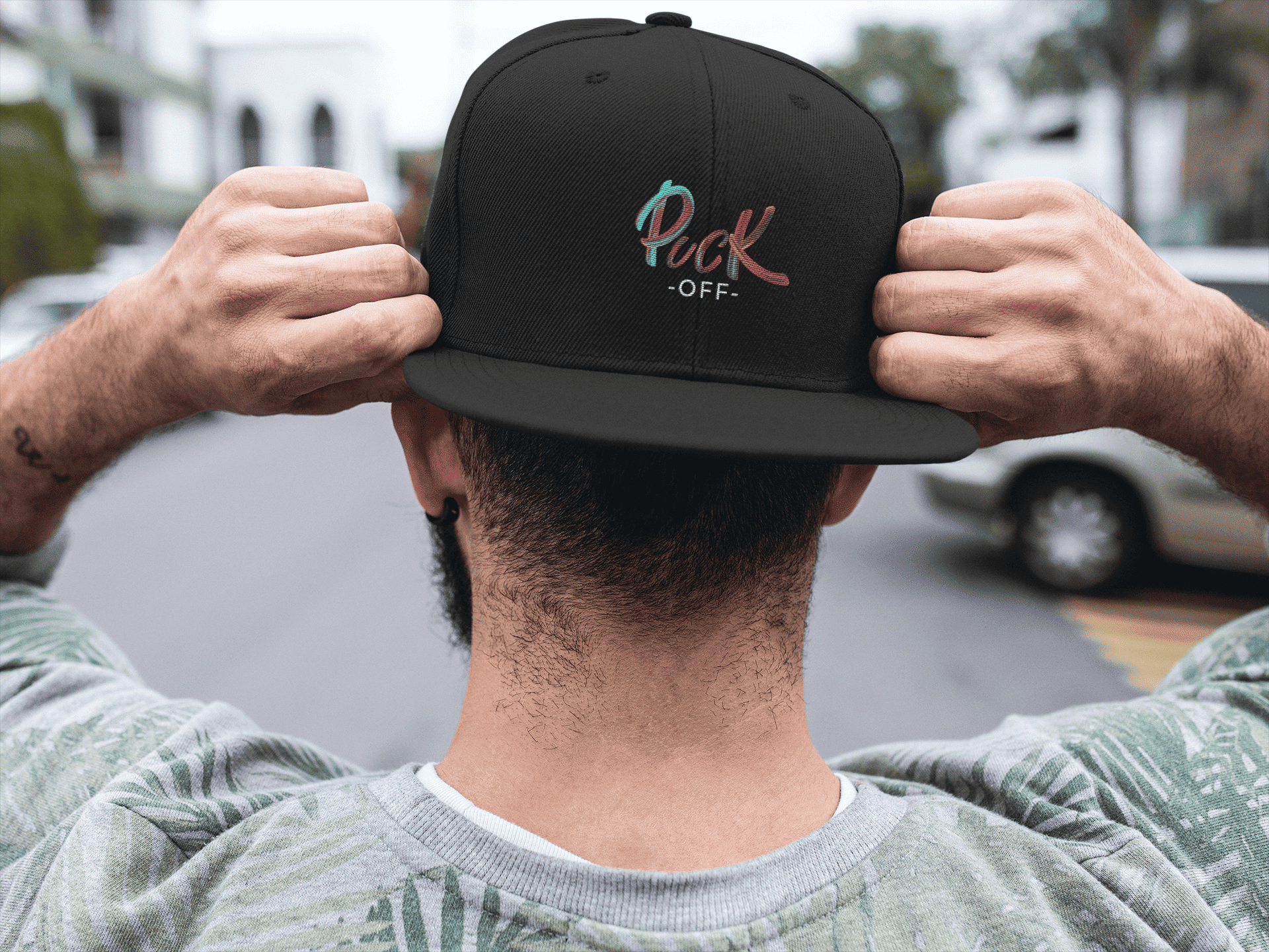 Puck Off Snapback Cap – Flat Peak Hockey Cap mit Streetwear Vibe