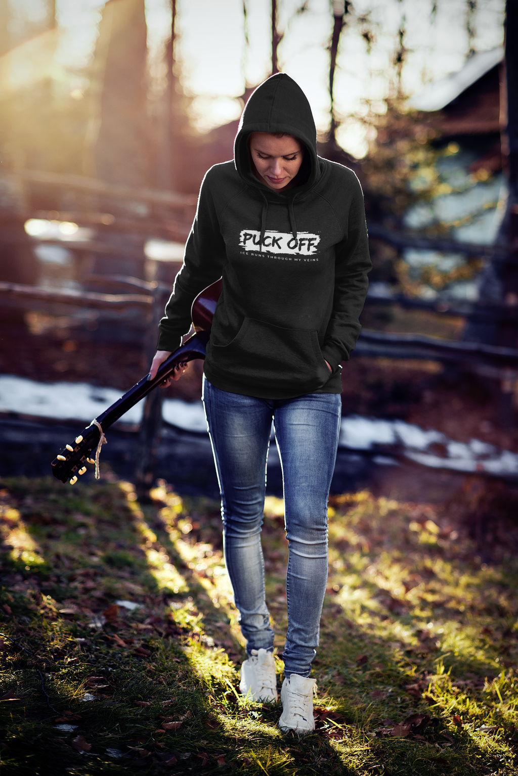 Damen Basic Hoodie "Puck Off"