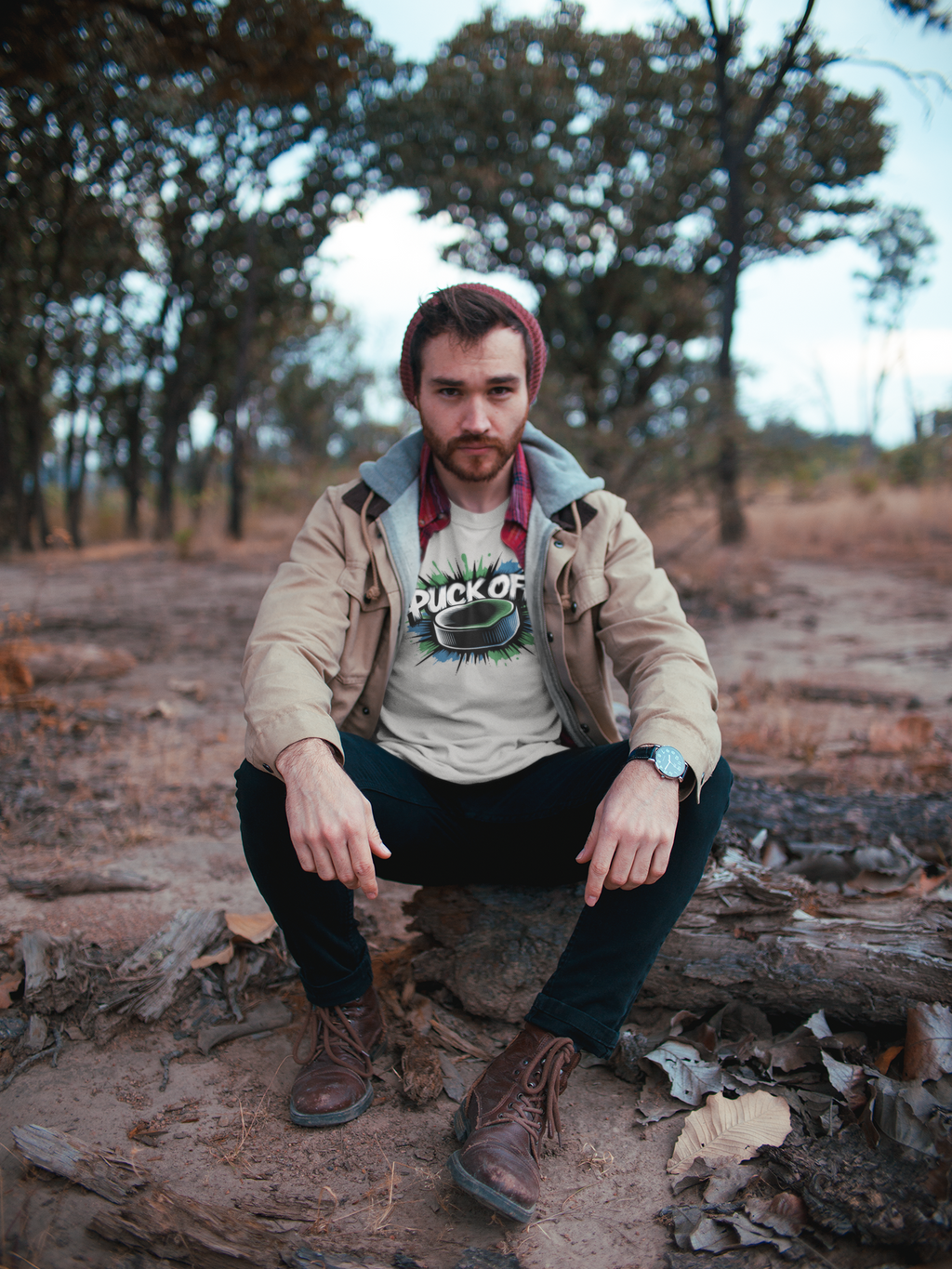 Herren Premium Bio T-Shirt "Puck OFF G/B"