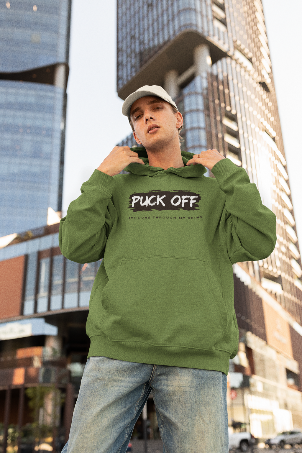 Oversize Hoodie Herren "Puck Off"