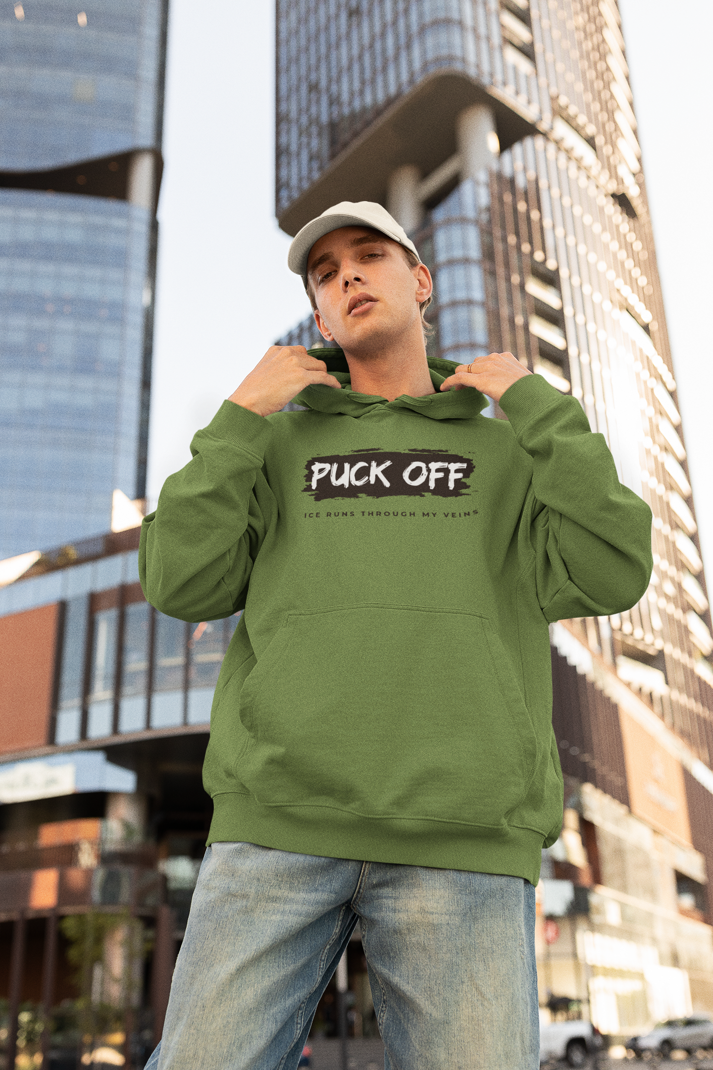 Oversize Hoodie Herren "Puck Off"