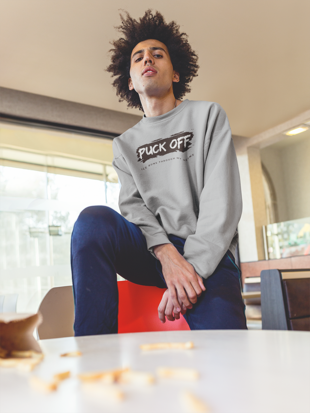 Herren Premium Bio Sweatshirt "Puck Off"